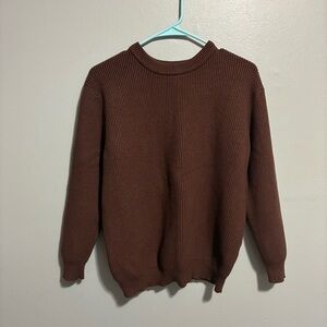 Ban.do Women’s Brown Crewneck Ribbed Sweater Size Small Neutral Cozy Thick